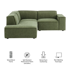 Restore Foliage 3-Piece Performance Fabric Upholstered Modular L-Shaped Sectional Sofa - 82.3x96.6x28" - Ornate Home