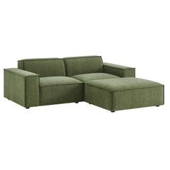 Restore Foliage 3-Piece Performance Fabric Upholstered Modular Loveseat with Ottoman - Ornate Home