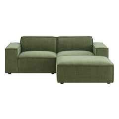 Restore Foliage 3-Piece Performance Fabric Upholstered Modular Loveseat with Ottoman - Ornate Home