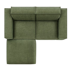Restore Foliage 3-Piece Performance Fabric Upholstered Modular Loveseat with Ottoman - Ornate Home