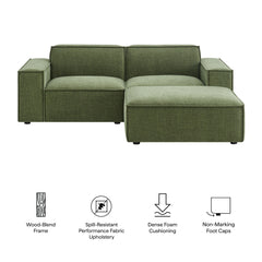 Restore Foliage 3-Piece Performance Fabric Upholstered Modular Loveseat with Ottoman - Ornate Home