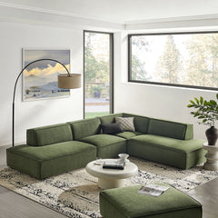 Restore Foliage 4-Piece Performance Fabric Upholstered Modular L-Shaped Armless Sectional Sofa - Ornate Home