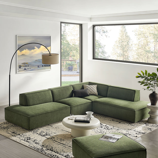 Restore Foliage 4-Piece Performance Fabric Upholstered Modular L-Shaped Armless Sectional Sofa - Ornate Home
