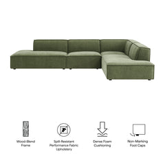 Restore Foliage 4-Piece Performance Fabric Upholstered Modular L-Shaped Armless Sectional Sofa - Ornate Home
