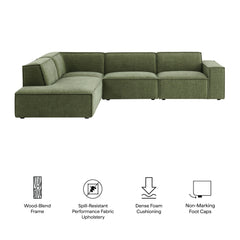 Restore Foliage 4-Piece Performance Fabric Upholstered Modular L-Shaped Sofa - 96.5x117.3" - Ornate Home