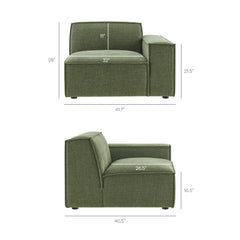 Restore Foliage 4-Piece Performance Fabric Upholstered Modular L-Shaped Sofa - 96.5x117.3" - Ornate Home