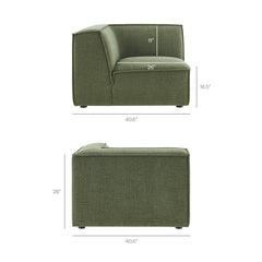 Restore Foliage 4-Piece Performance Fabric Upholstered Modular L-Shaped Sofa - 96.5x117.3" - Ornate Home