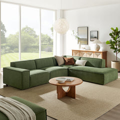 Restore Foliage 4-Piece Performance Fabric Upholstered Modular L-Shaped Sofa - 96.5x117.3x28" - Ornate Home