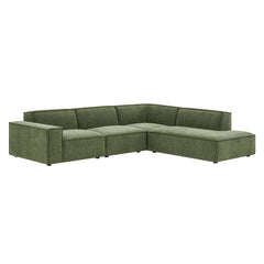 Restore Foliage 4-Piece Performance Fabric Upholstered Modular L-Shaped Sofa - 96.5x117.3x28" - Ornate Home