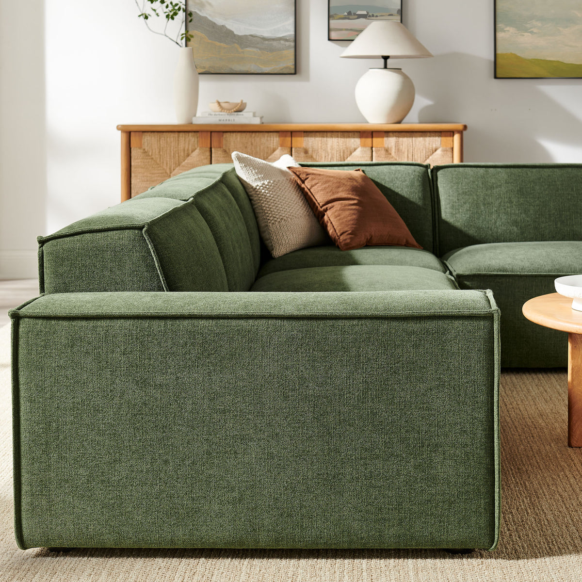 Restore Foliage 4-Piece Performance Fabric Upholstered Modular L-Shaped Sofa - 96.5x117.3x28" - Ornate Home