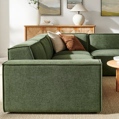 Restore Foliage 4-Piece Performance Fabric Upholstered Modular L-Shaped Sofa - 96.5x117.3x28" - Ornate Home