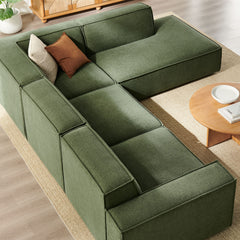 Restore Foliage 4-Piece Performance Fabric Upholstered Modular L-Shaped Sofa - 96.5x117.3x28" - Ornate Home