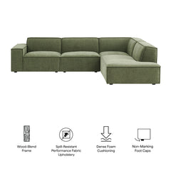 Restore Foliage 4-Piece Performance Fabric Upholstered Modular L-Shaped Sofa - 96.5x117.3x28" - Ornate Home
