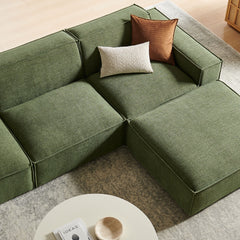 Restore Foliage 4-Piece Performance Fabric Upholstered Modular Sofa Set with Ottoman - Ornate Home