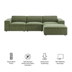 Restore Foliage 4-Piece Performance Fabric Upholstered Modular Sofa Set with Ottoman - Ornate Home