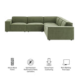 Restore Foliage 5-Piece Performance Fabric Upholstered Modular L-Shaped Sofa - Ornate Home