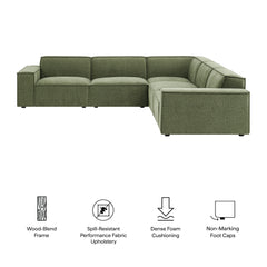 Restore Foliage 5-Piece Performance Fabric Upholstered Modular L-Shaped Sofa - Ornate Home