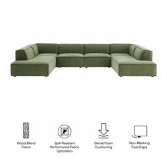 Restore Foliage 6-Piece Performance Fabric Upholstered U-Shaped Sectional Sofa - Ornate Home