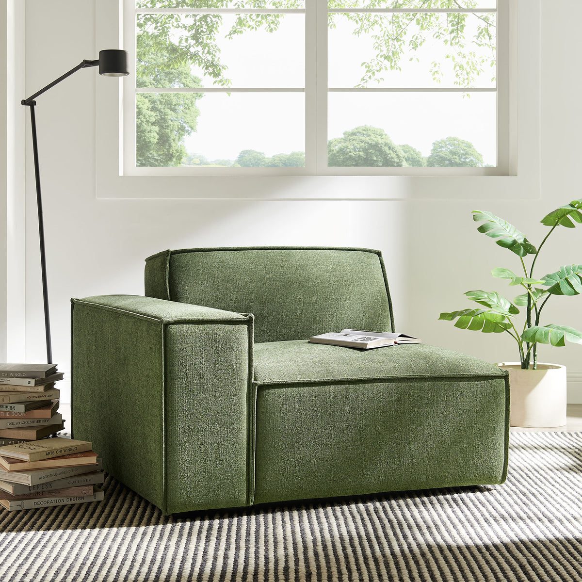 Restore Foliage Performance Fabric Upholstered Left-Facing Modular Lounge Chair - Ornate Home