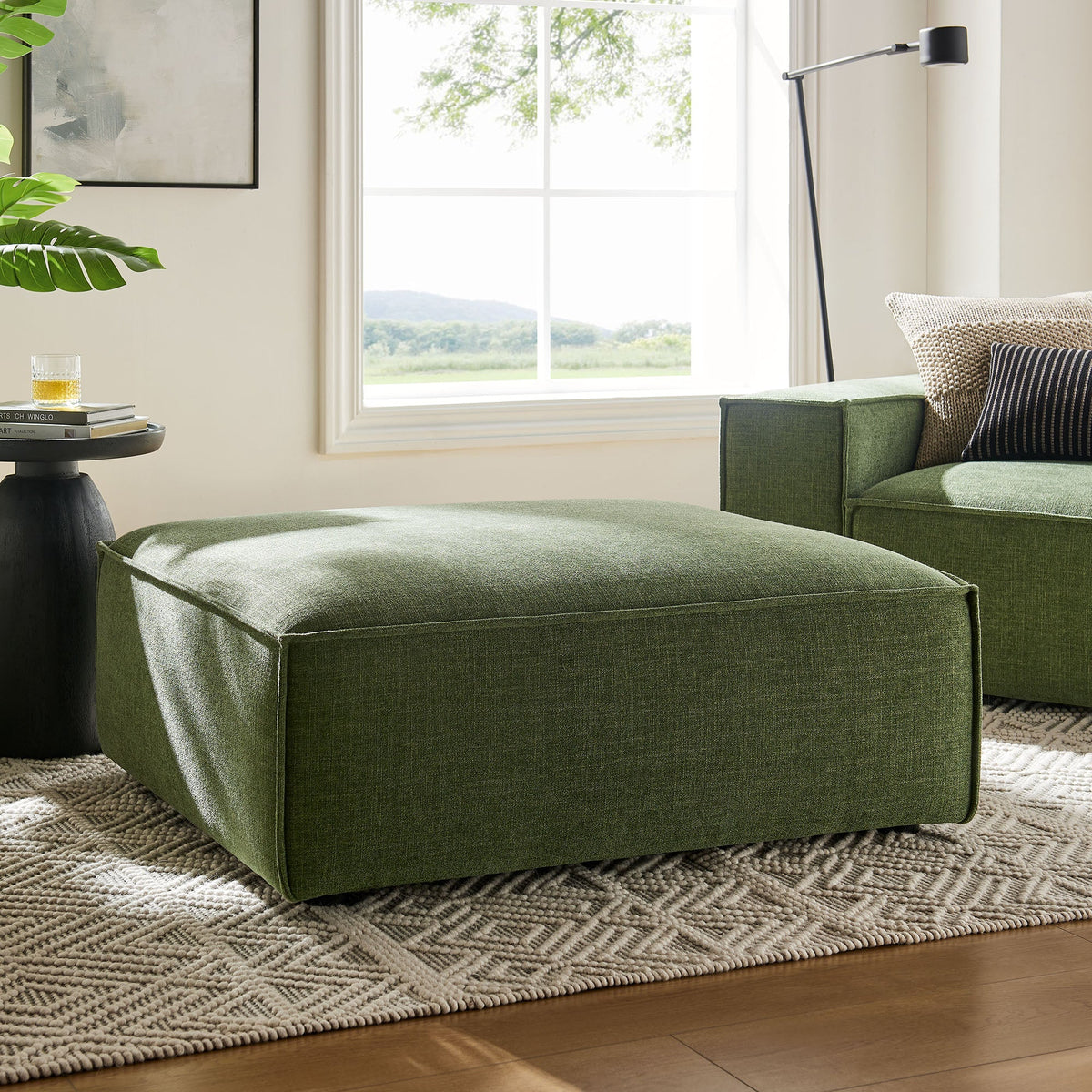 Restore Foliage Performance Fabric Upholstered Modular Ottoman - Ornate Home
