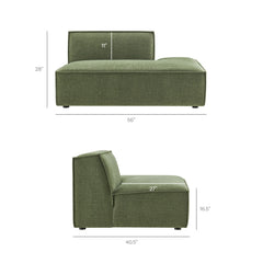 Restore Foliage Performance Fabric Upholstered Right-Facing Armless Modular Chaise - Ornate Home