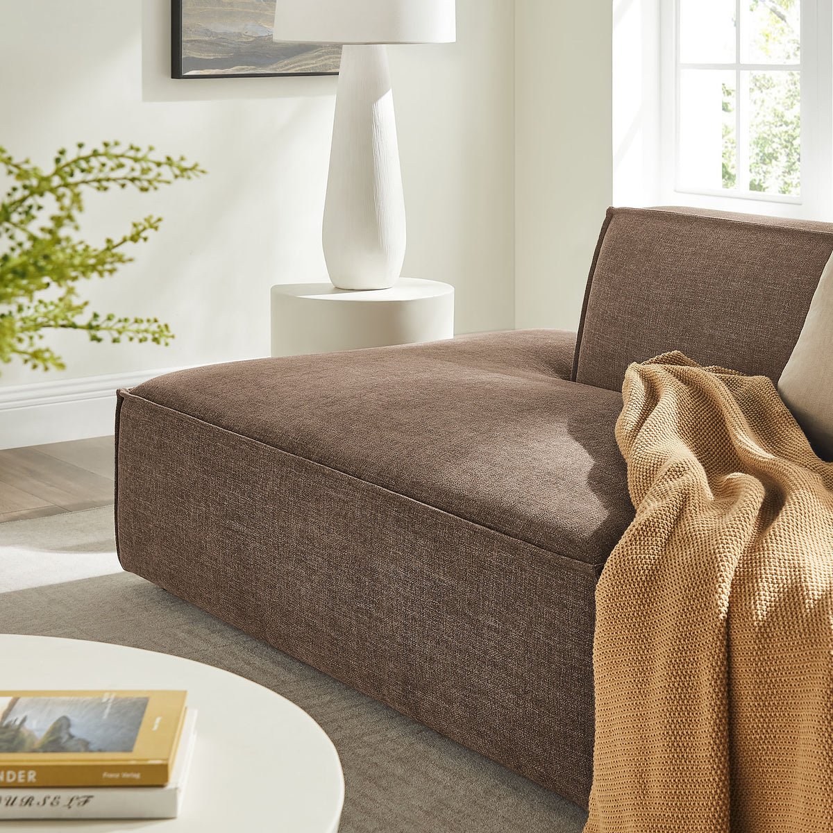 Restore Mocha 2-Piece Performance Fabric Upholstered Modular Loveseat - 40.5x112" - Ornate Home