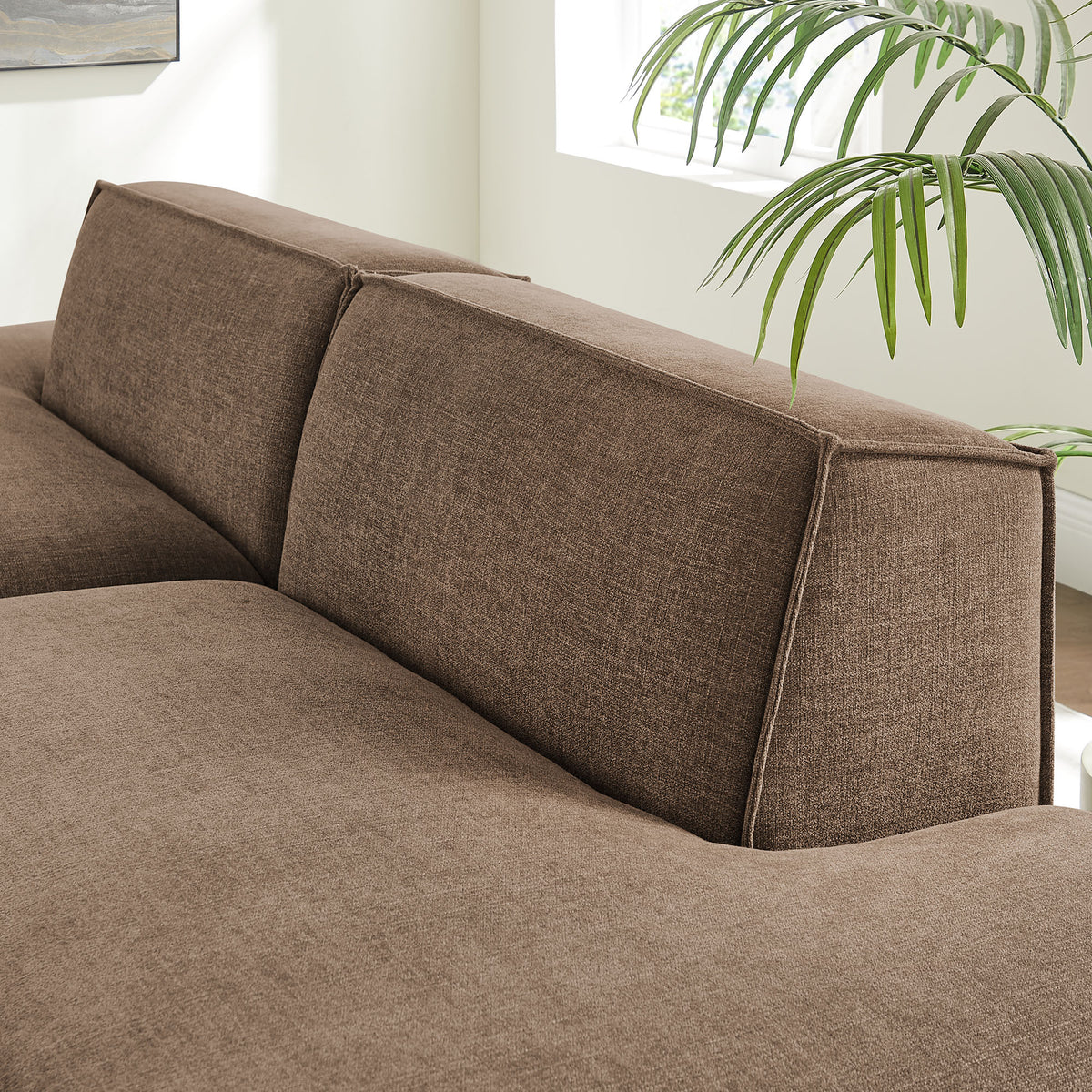 Restore Mocha 2-Piece Performance Fabric Upholstered Modular Loveseat - 40.5x112" - Ornate Home