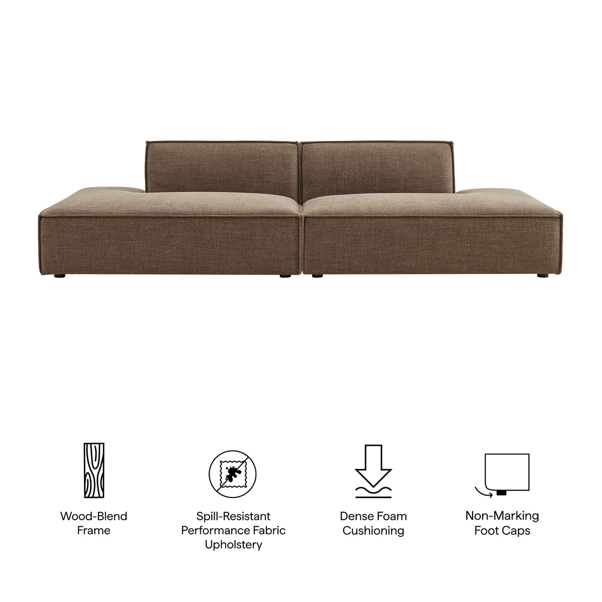 Restore Mocha 2-Piece Performance Fabric Upholstered Modular Loveseat - 40.5x112" - Ornate Home
