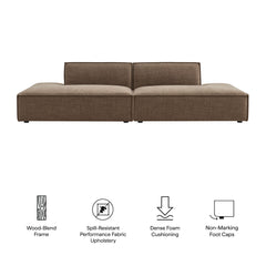 Restore Mocha 2-Piece Performance Fabric Upholstered Modular Loveseat - 40.5x112" - Ornate Home