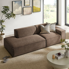 Restore Mocha 2-Piece Performance Fabric Upholstered Modular Loveseat - 40.6x97.7" - Ornate Home