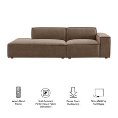 Restore Mocha 2-Piece Performance Fabric Upholstered Modular Loveseat - 40.6x97.7" - Ornate Home