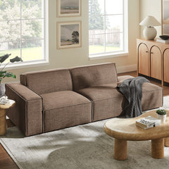 Restore Mocha 2-Piece Performance Fabric Upholstered Modular Loveseat - 40.6x97.7x28" - Ornate Home