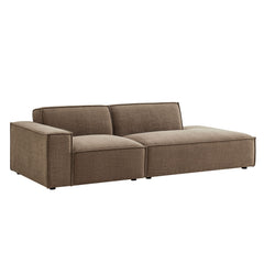Restore Mocha 2-Piece Performance Fabric Upholstered Modular Loveseat - 40.6x97.7x28" - Ornate Home
