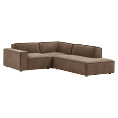 Restore Mocha 3-Piece Performance Fabric Upholstered Modular L-Shaped Sectional Sofa - 82.3x96.6" - Ornate Home