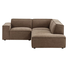 Restore Mocha 3-Piece Performance Fabric Upholstered Modular L-Shaped Sectional Sofa - 82.3x96.6" - Ornate Home