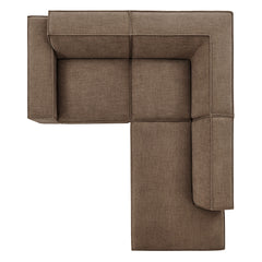 Restore Mocha 3-Piece Performance Fabric Upholstered Modular L-Shaped Sectional Sofa - 82.3x96.6" - Ornate Home