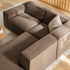 Restore Mocha 3-Piece Performance Fabric Upholstered Modular L-Shaped Sectional Sofa - 82.3x96.6" - Ornate Home