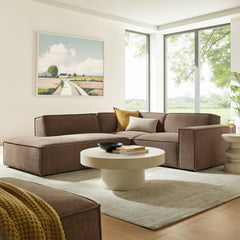Restore Mocha 3-Piece Performance Fabric Upholstered Modular L-Shaped Sectional Sofa - 82.3x96.6x28" - Ornate Home