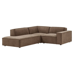Restore Mocha 3-Piece Performance Fabric Upholstered Modular L-Shaped Sectional Sofa - 82.3x96.6x28" - Ornate Home