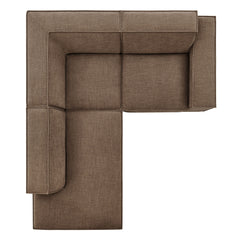 Restore Mocha 3-Piece Performance Fabric Upholstered Modular L-Shaped Sectional Sofa - 82.3x96.6x28" - Ornate Home