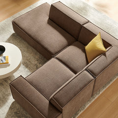 Restore Mocha 3-Piece Performance Fabric Upholstered Modular L-Shaped Sectional Sofa - 82.3x96.6x28" - Ornate Home