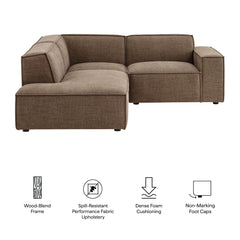 Restore Mocha 3-Piece Performance Fabric Upholstered Modular L-Shaped Sectional Sofa - 82.3x96.6x28" - Ornate Home
