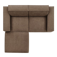 Restore Mocha 3-Piece Performance Fabric Upholstered Modular Loveseat with Ottoman - Ornate Home