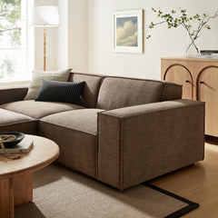 Restore Mocha 3-Piece Performance Fabric Upholstered Modular Loveseat with Ottoman - Ornate Home