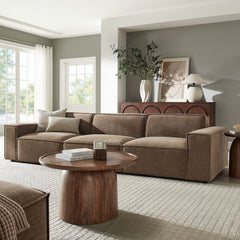 Restore Mocha 3-Piece Performance Fabric Upholstered Modular Sofa Set - Ornate Home
