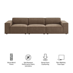 Restore Mocha 3-Piece Performance Fabric Upholstered Modular Sofa Set - Ornate Home