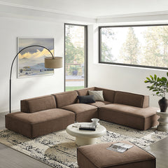 Restore Mocha 4-Piece Performance Fabric Upholstered Modular L-Shaped Armless Sectional Sofa - Ornate Home
