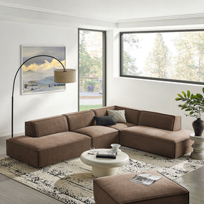 Restore Mocha 4-Piece Performance Fabric Upholstered Modular L-Shaped Armless Sectional Sofa - Ornate Home