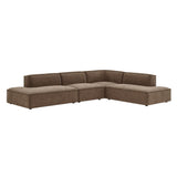 Restore Mocha 4-Piece Performance Fabric Upholstered Modular L-Shaped Armless Sectional Sofa - Ornate Home