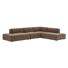 Restore Mocha 4-Piece Performance Fabric Upholstered Modular L-Shaped Armless Sectional Sofa - Ornate Home
